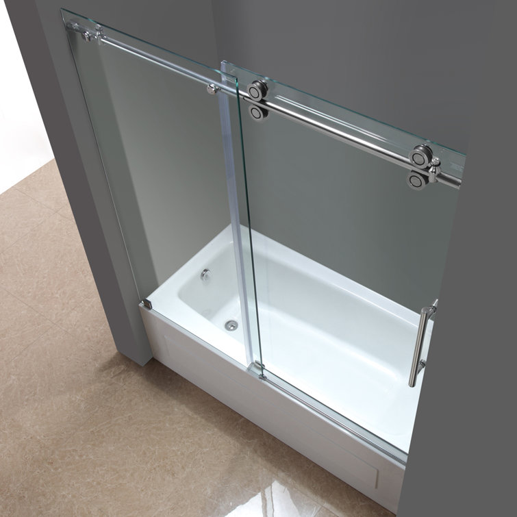 Langham 60'' Clear Glass Stainless Steel Sliding Tub Door