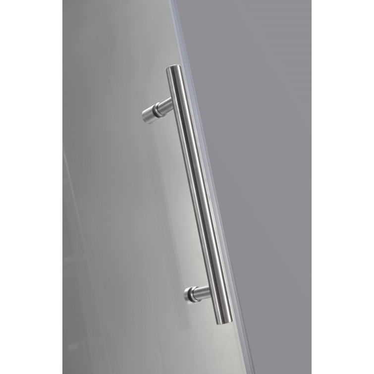 Langham 60" x 75" Frameless Stainless Steel Shower Door with Clear Glass
