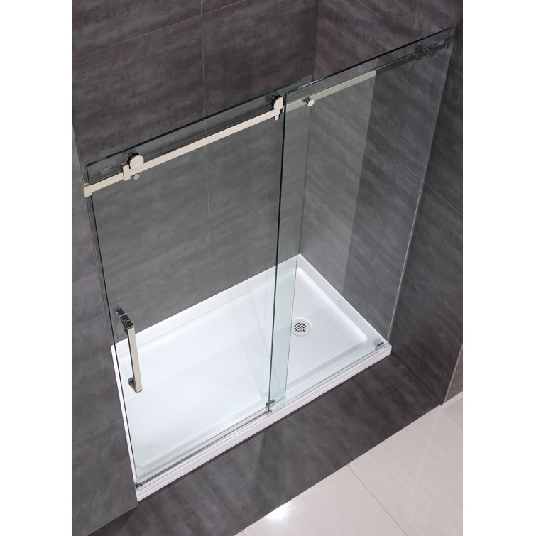 Moselle 60'' x 77.5'' Frosted Glass Frameless Sliding Shower Door