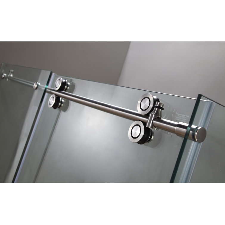 Langham 60" x 75" Frameless Stainless Steel Shower Door with Clear Glass