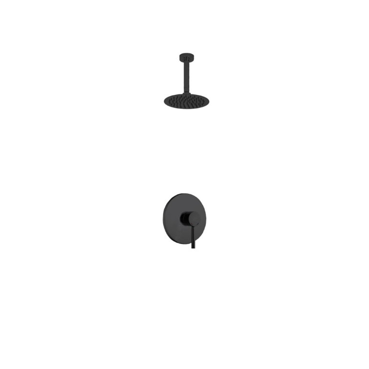 Matte Black Modern Ceiling Mounted Rain Shower Set