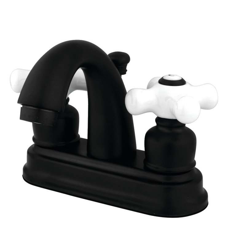 Matte Black and White Brass Traditional Bathroom Faucet