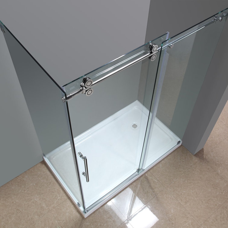 Langham 60" Chrome Frameless Rectangle Sliding Shower Enclosure