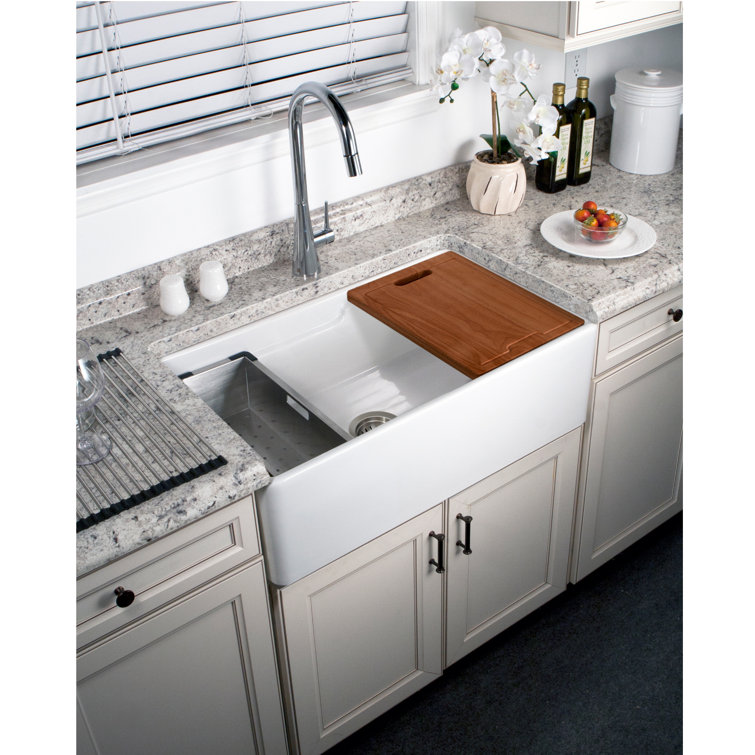 White Fireclay Single Bowl Farmhouse Kitchen Sink