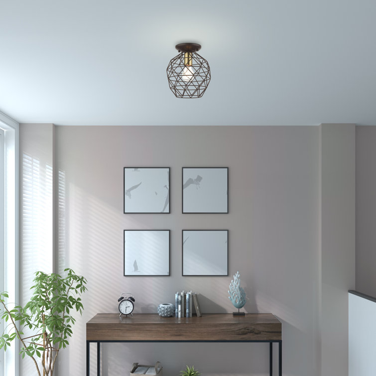 Geometrix Bronze Hand-Welded Glass LED Flush Mount