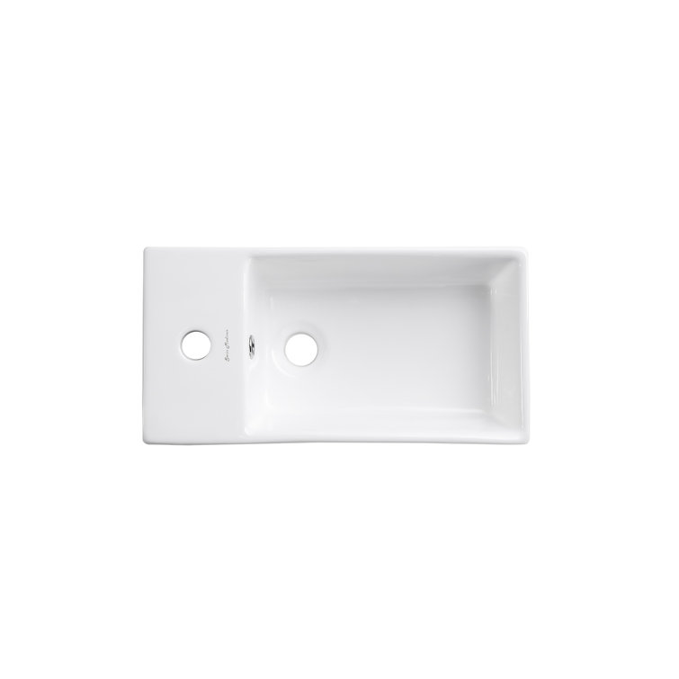 19'' Black Stainless Steel Floating Bathroom Vanity with Glossy White Ceramic Top
