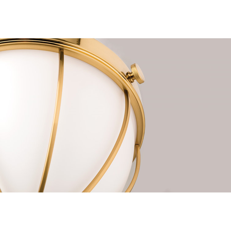 Aged Brass and Glass Globe Pendant Light