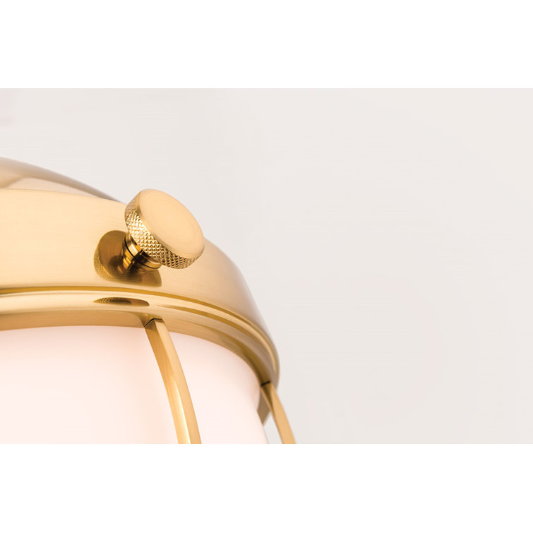 Aged Brass and Glass Globe Pendant Light