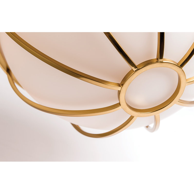 Aged Brass and Glass Globe Pendant Light