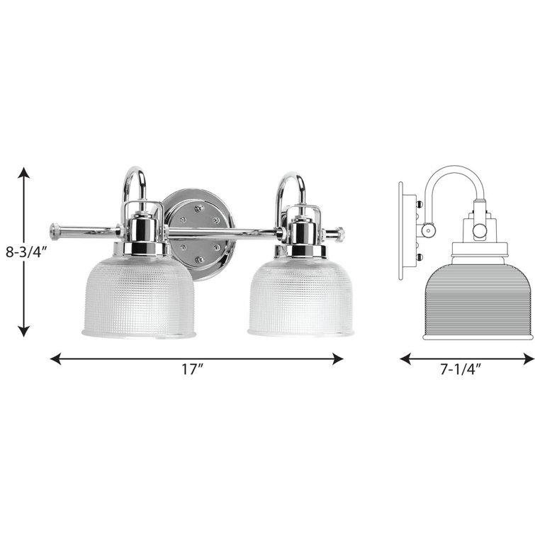 Archie Coastal 2-Light Chrome Vanity Light with Prismatic Glass