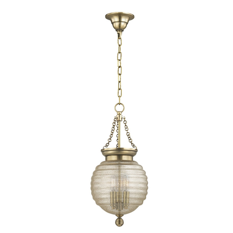 Coolidge Aged Brass 3-Light LED Pendant with Clear Blown Glass