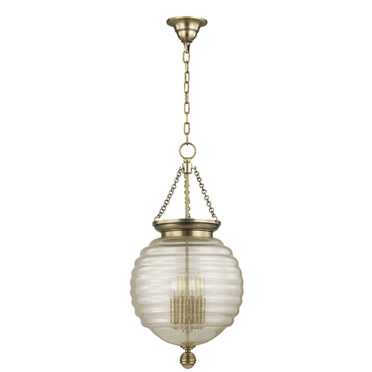 Aged Brass Coolidge 4-Light LED Blown Glass Pendant