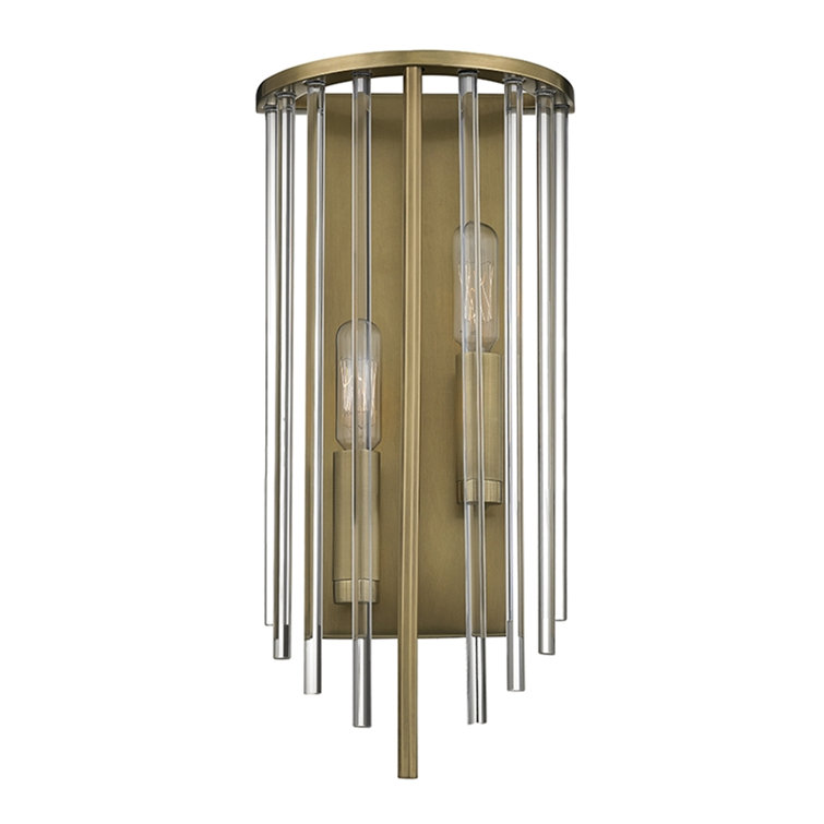 Aged Brass Dual Light Vertical Mount Sconce