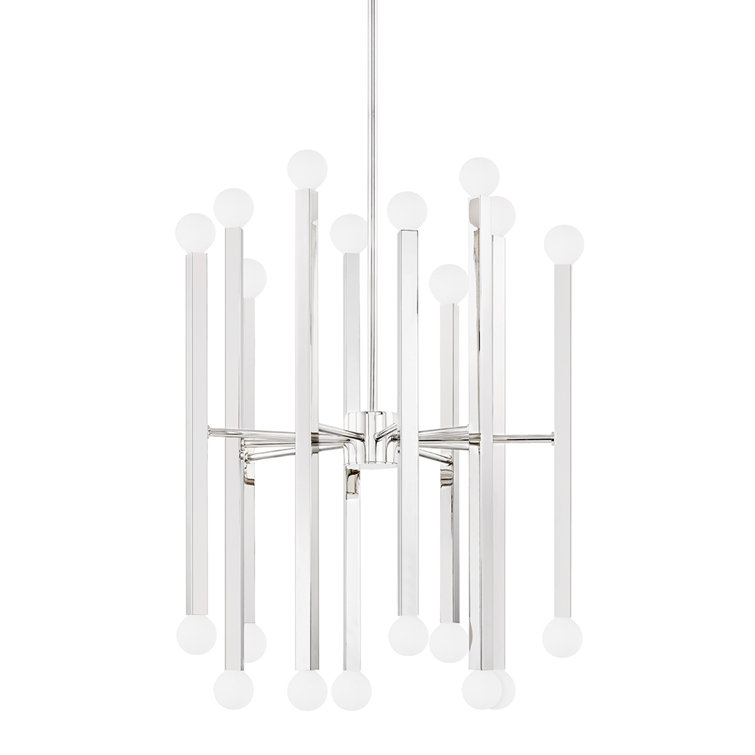 Polished Nickel 20-Light Modern Chandelier