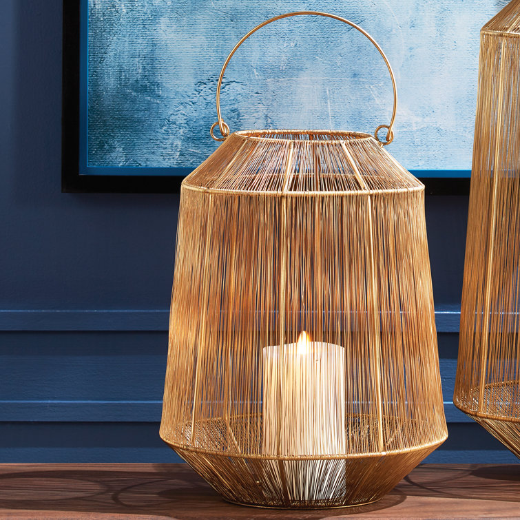 Winter Glow Antique Brass Hanging Candle Lantern, 19.5"