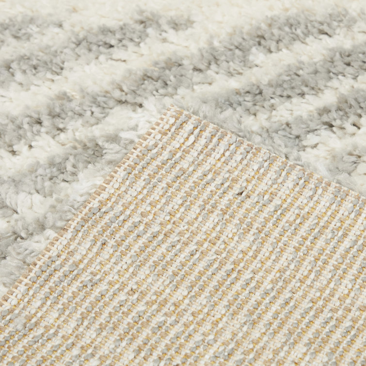 Luxurious Reversible Stripe Shag Rug 8' x 10' White/Grey