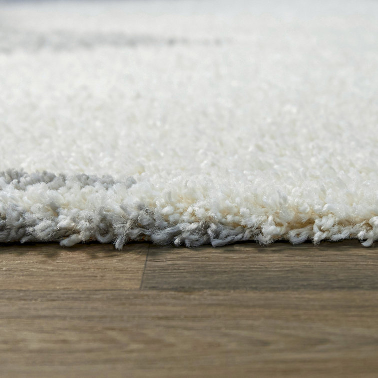 Luxurious Reversible Stripe Shag Rug 8' x 10' White/Grey