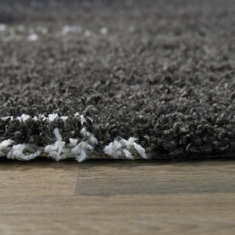 Charcoal and White Stripe Shag Kids' Rug 5' x 7'