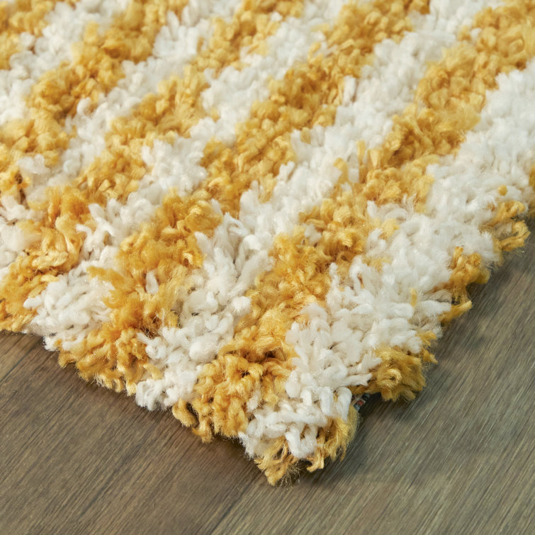 Sundance Striped Shag Area Rug 5' x 7' Orange Synthetic