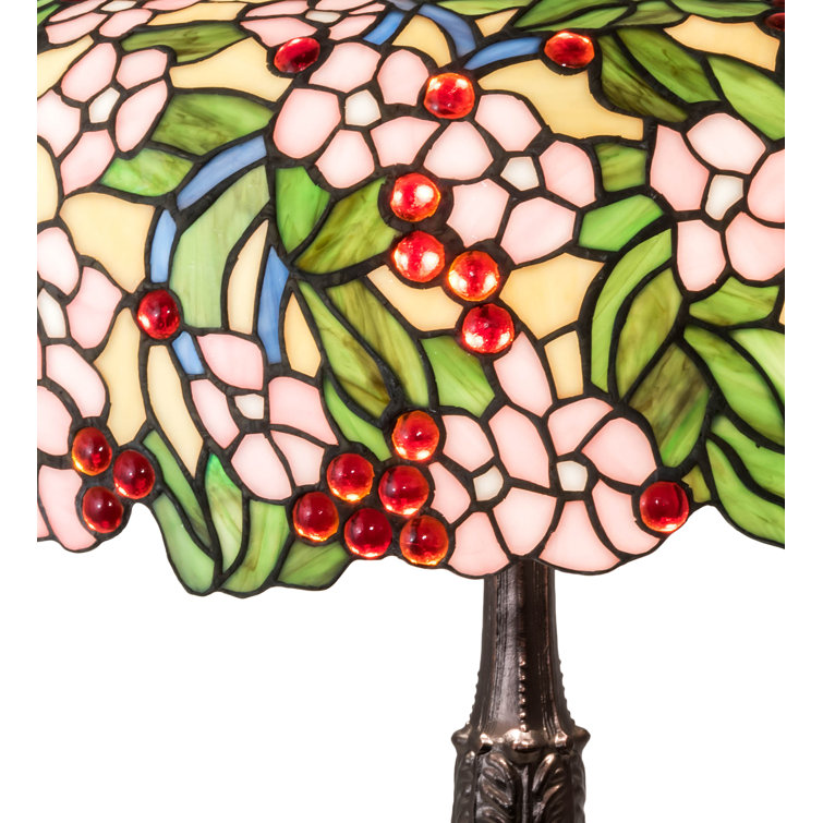 Tiffany Cherry Blossom 26" Stained Glass Table Lamp in Mahogany Bronze