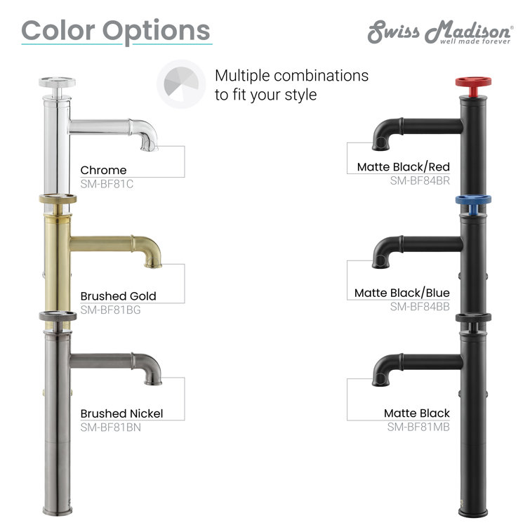 Matte Black and Red Single-Handle High Arc Bathroom Faucet
