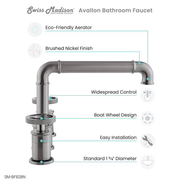 Avallon 8" Brushed Nickel Widespread Bathroom Faucet