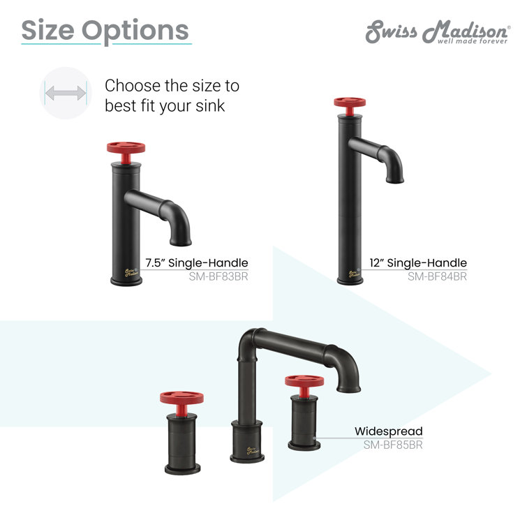 Matte Black and Red Single-Handle High Arc Bathroom Faucet