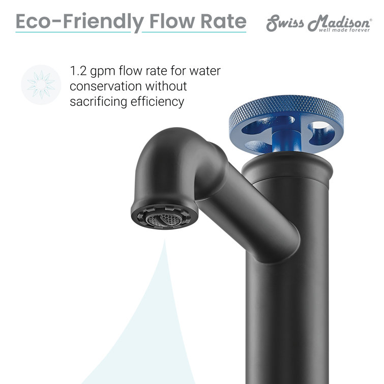 Matte Black and Blue Single-Handle Bathroom Faucet