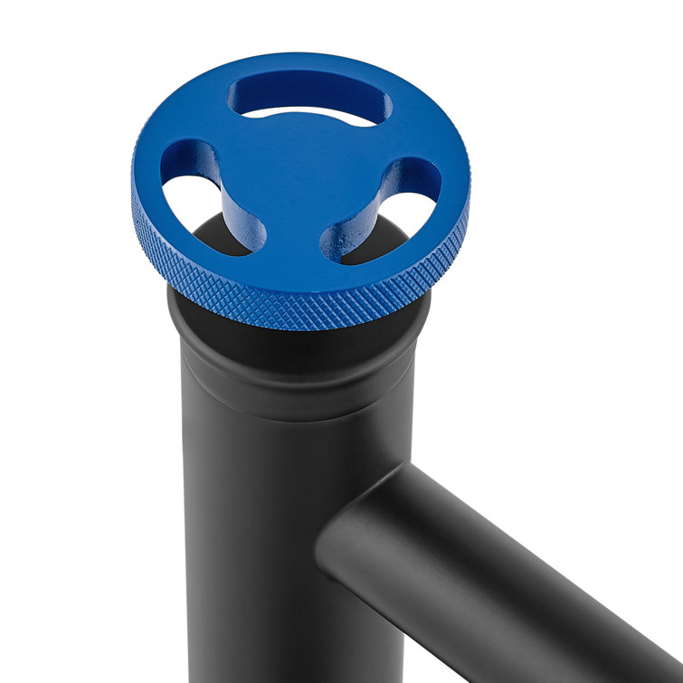Matte Black and Blue Single-Handle Bathroom Faucet