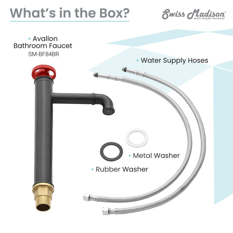 Matte Black and Red Single-Handle High Arc Bathroom Faucet