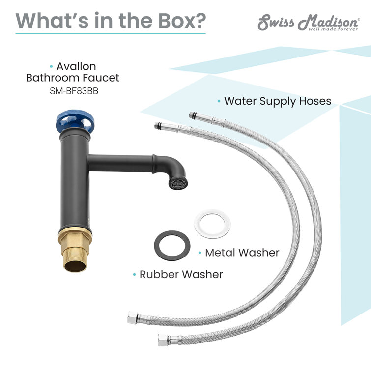 Matte Black and Blue Single-Handle Bathroom Faucet