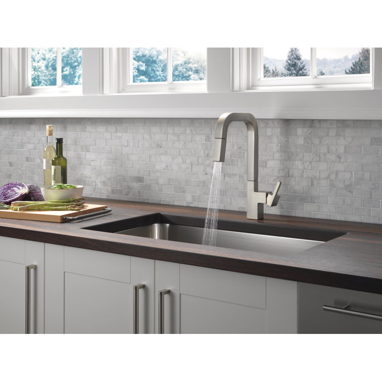 SpotShield Stainless Steel Pull-Down Kitchen Faucet with Spray