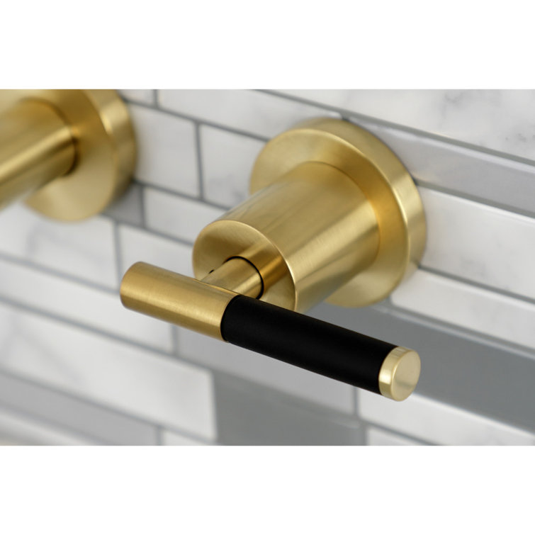 Brushed Brass Wall-Mount Roman Tub Faucet with Dual Handles