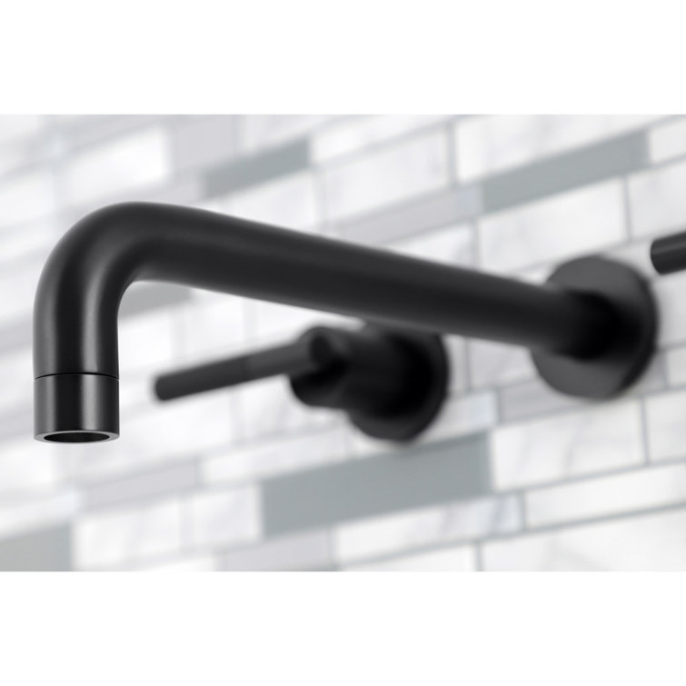 Matte Black Wall-Mount Roman Tub Faucet with Dual Handles