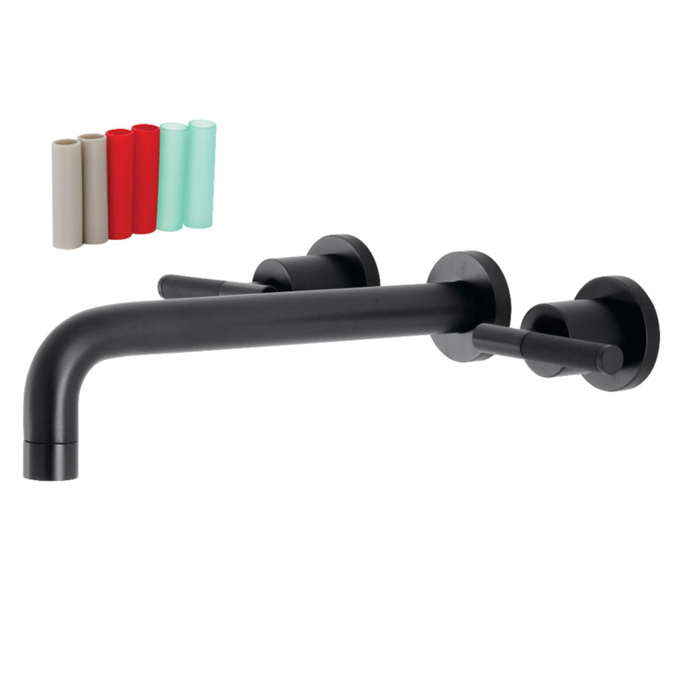 Matte Black Wall-Mount Roman Tub Faucet with Dual Handles