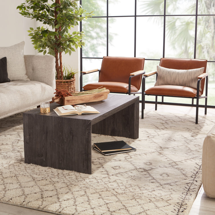 Zuri Ivory and Walnut Geometric Hand-Knotted Wool Rug - 5'x8'