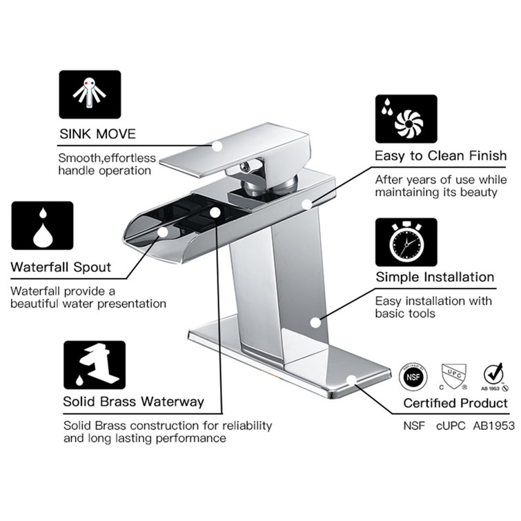 Polished Chrome Waterfall Single-Handle 6.61" Bathroom Faucet