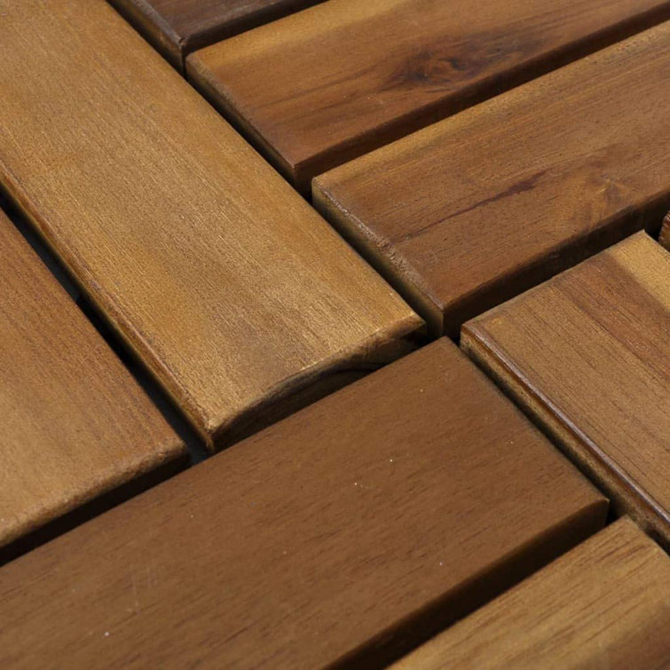 12" x 12" Natural Acacia Wood Interlocking Deck Tile