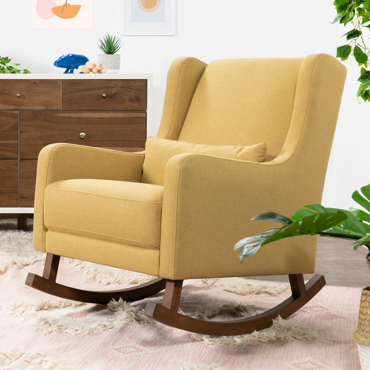 Mid-Century Dijon Eco-Twill Rocking Chair with Dark Legs
