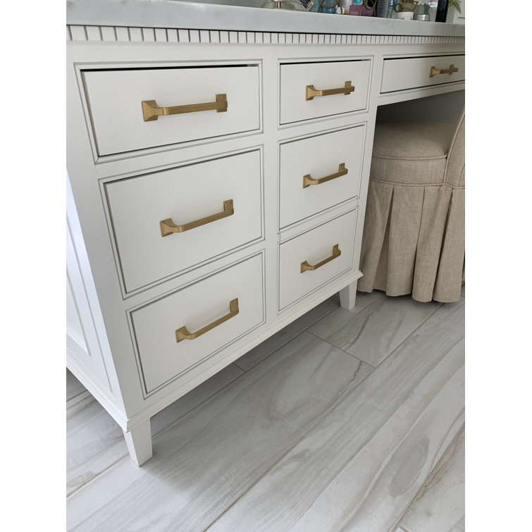Brushed Golden Brass Modern Farmhouse Cabinet Handles, 5-1/16"
