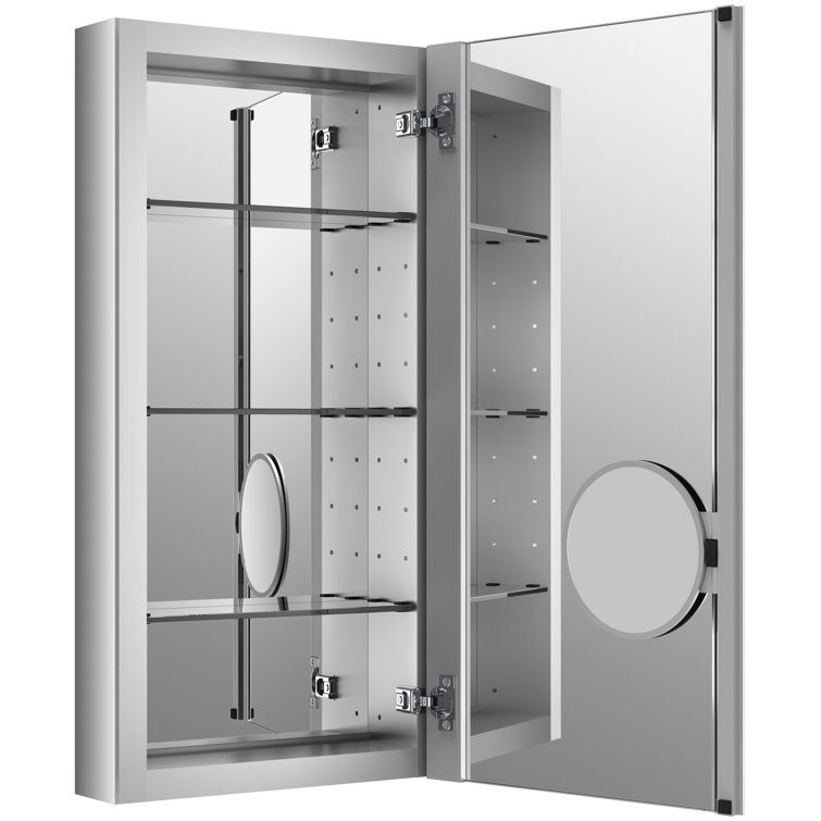 Elegant Frameless Aluminum 30" Medicine Cabinet with Adjustable Shelves