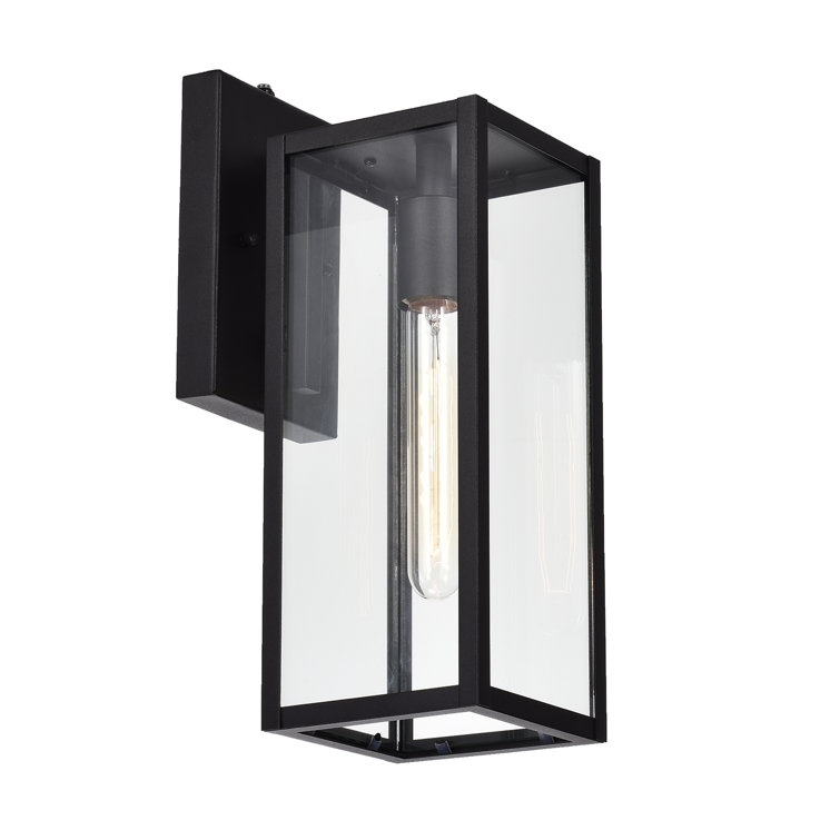 Black Steel 14.5" Dusk to Dawn Outdoor Wall Lantern