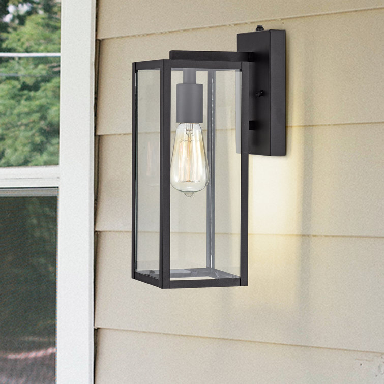 Black Steel 14.5" Dusk to Dawn Outdoor Wall Lantern