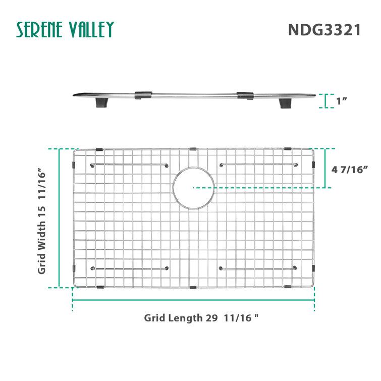 29.69'' x 15.67'' Stainless Steel Sink Grid with Rear Drain
