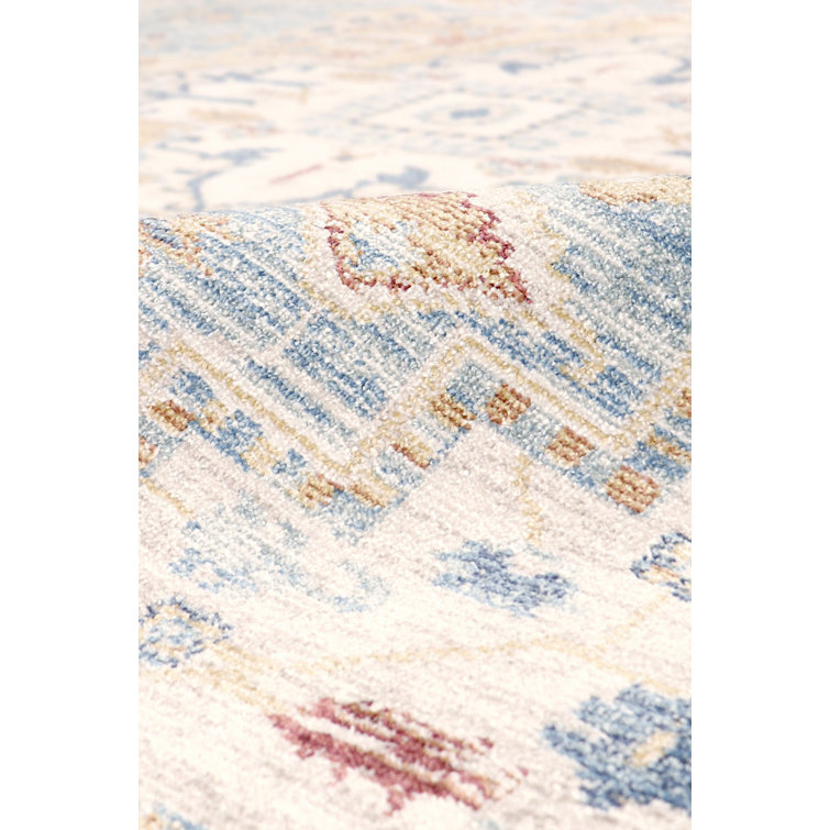 Heritage Light Blue and Ivory Rectangular Synthetic Area Rug
