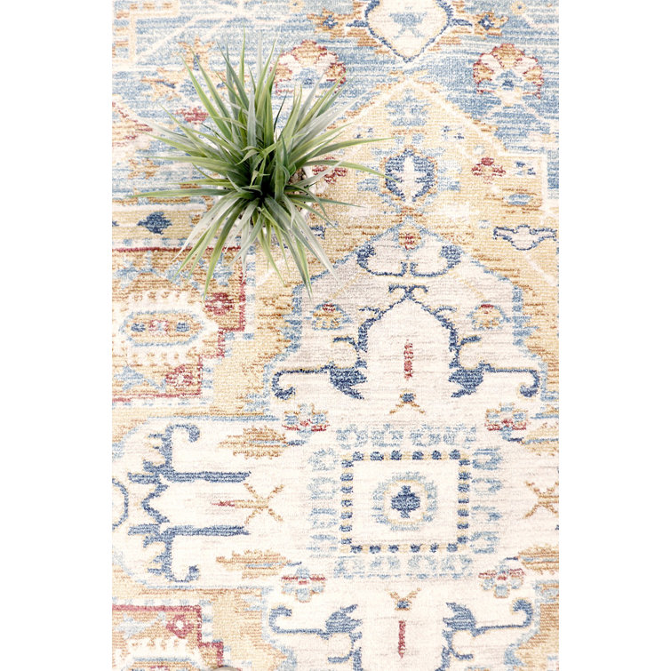 Heritage Light Blue and Ivory Rectangular Synthetic Area Rug