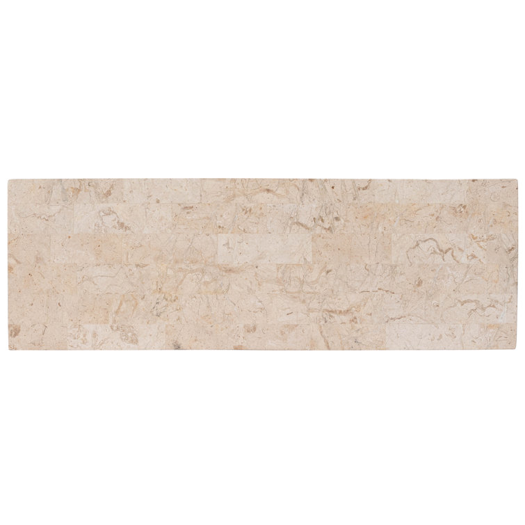 Cosmo Cream Fossil Stone and Gold Metal Console Table