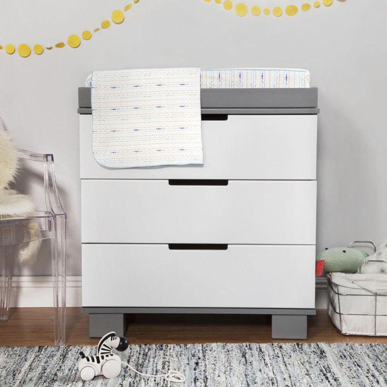 Modo Space-Saving 3-Drawer Changer Dresser in Grey and White