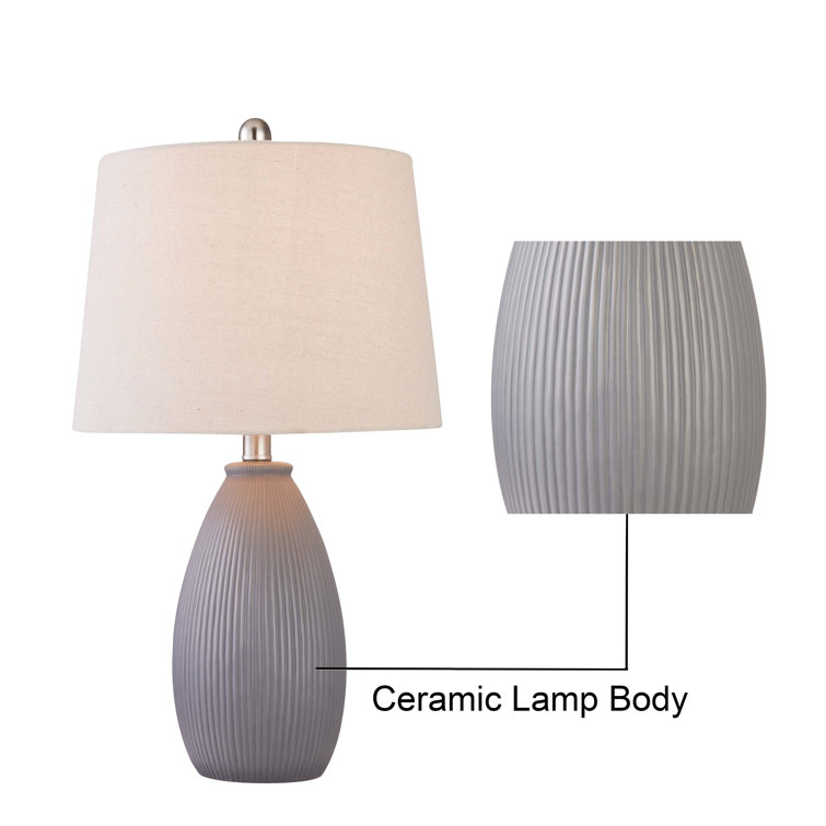 Gray Ceramic Table Lamp Set with Oatmeal Shades