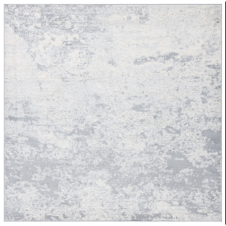 Elegant Brentwood 9' Square Grey/Ivory Abstract Area Rug